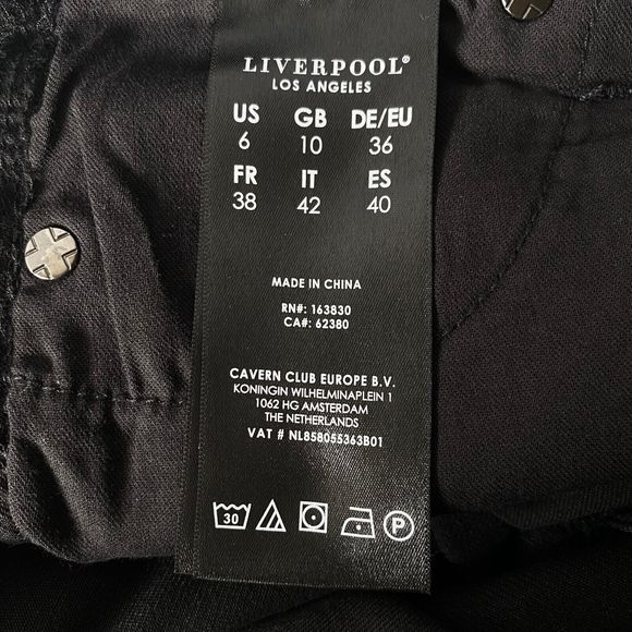 Liverpool Jeans Women 6/28 Cavalier Black The Straight Distressed Raw Frayed Hem - Picture 9 of 16